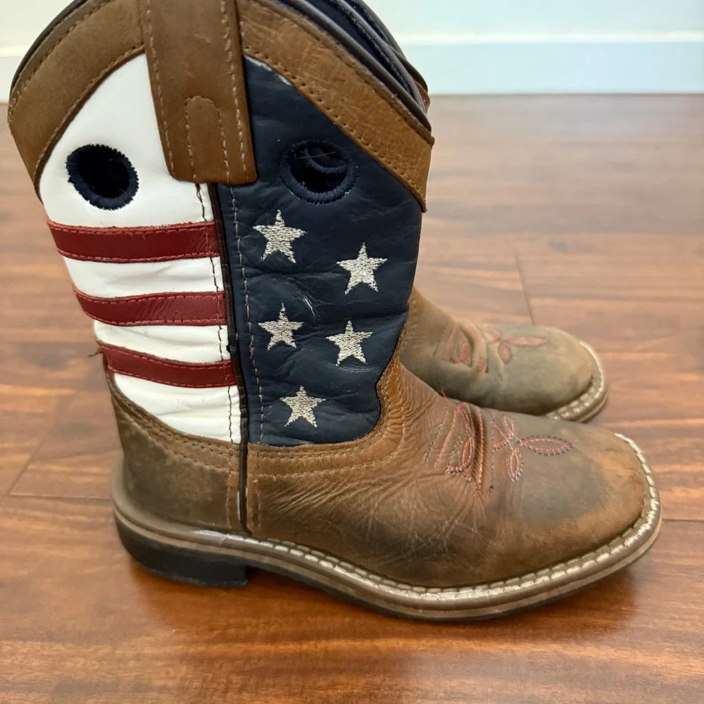 Smoky Mountain Kids Stars and Stripes USA Flag Western Cowboy Boots Size 11 R